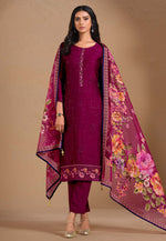 Load image into Gallery viewer, Magenta Chinon Chiffon Pakistani Suit
