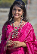 Load image into Gallery viewer, Magenta Chinon Circular Lehenga Choli
