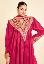 Load image into Gallery viewer, Magenta Chinon Dhoti Salwar Suit

