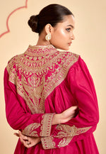 Load image into Gallery viewer, Magenta Chinon Dhoti Salwar Suit

