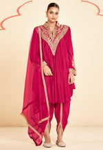 Load image into Gallery viewer, Magenta Chinon Dhoti Salwar Suit
