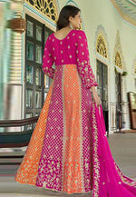 Load image into Gallery viewer, Magenta Chinon Embroidered Long Anarkali Suit
