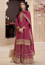 Load image into Gallery viewer, Magenta Chinon Gharara Suit

