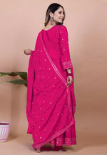 Load image into Gallery viewer, Magenta Chinon Readymade Gharara Suit
