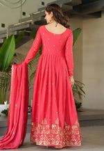 Load image into Gallery viewer, Magenta Chinon Readymade Long Anarkali Suit
