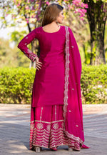 Load image into Gallery viewer, Magenta Chinon Readymade Palazzo Suit

