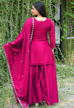 Load image into Gallery viewer, Magenta Chinon Readymade Palazzo Suit
