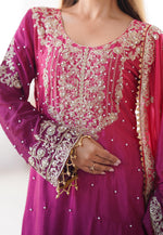 Load image into Gallery viewer, Magenta Chinon Silk Readymade Gharara Suit
