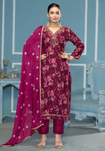 Load image into Gallery viewer, Magenta Cotton Pakistani Suit
