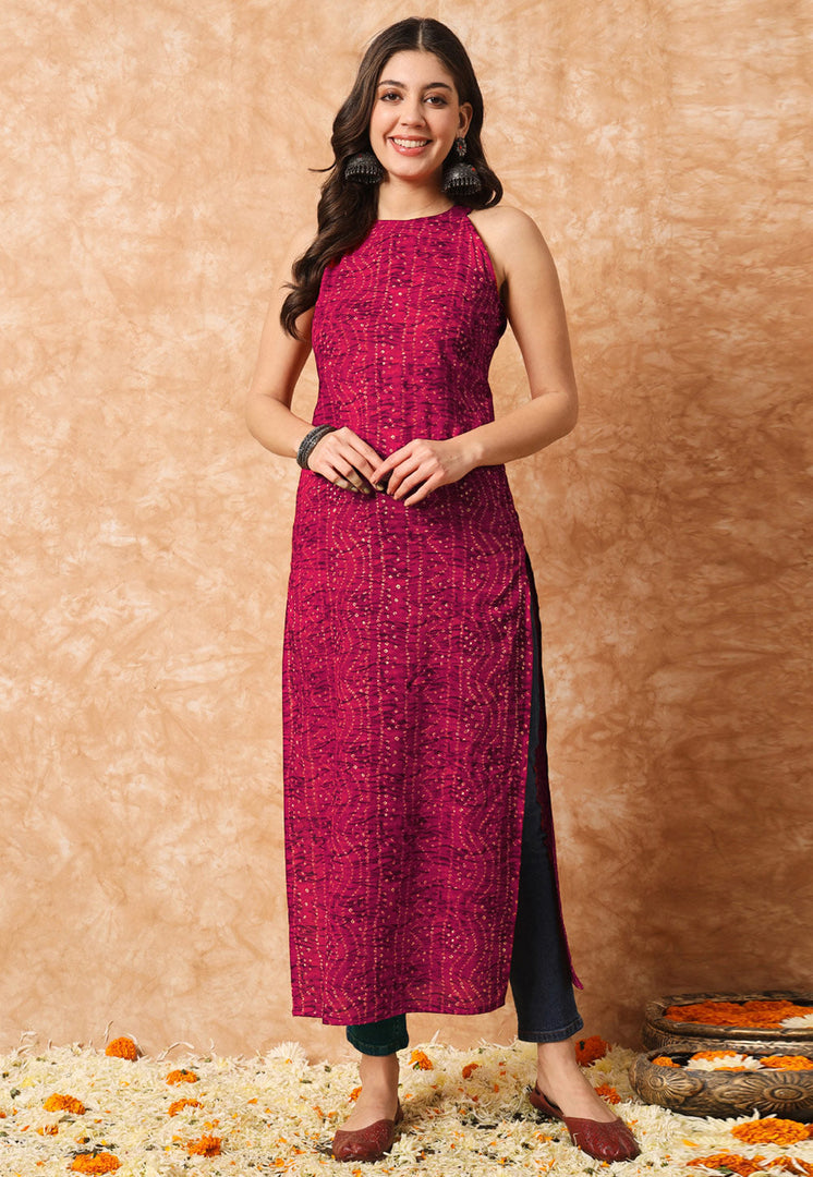 Magenta Cotton Printed Tunic