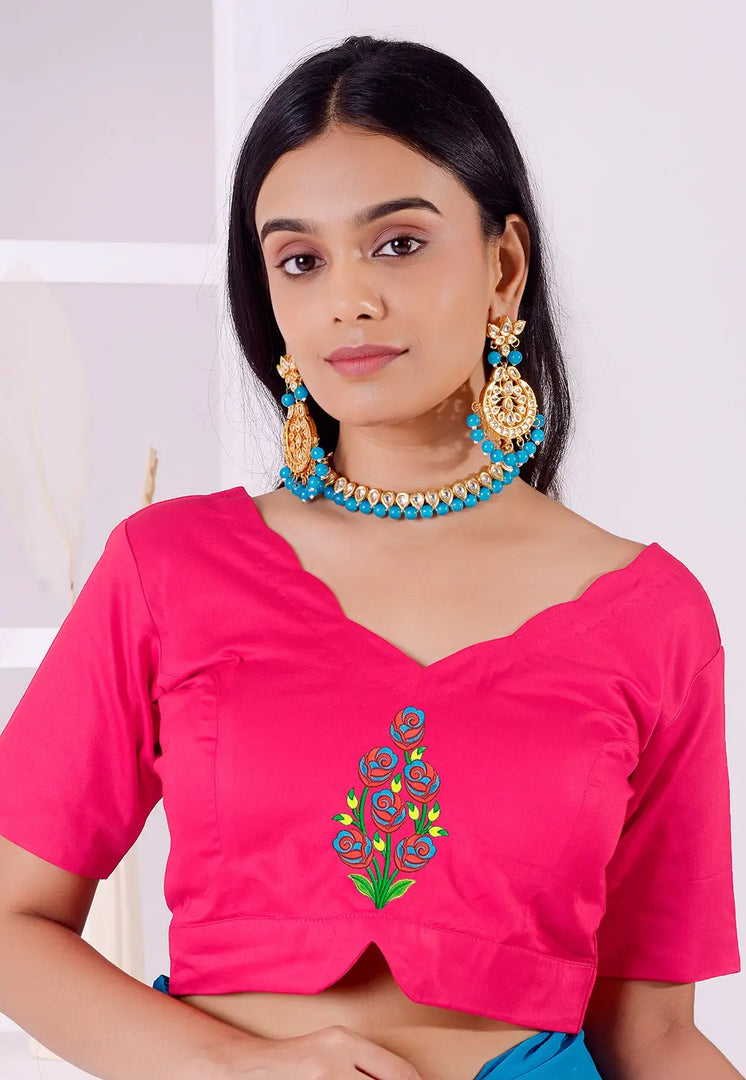Magenta Cotton Readymade Blouse