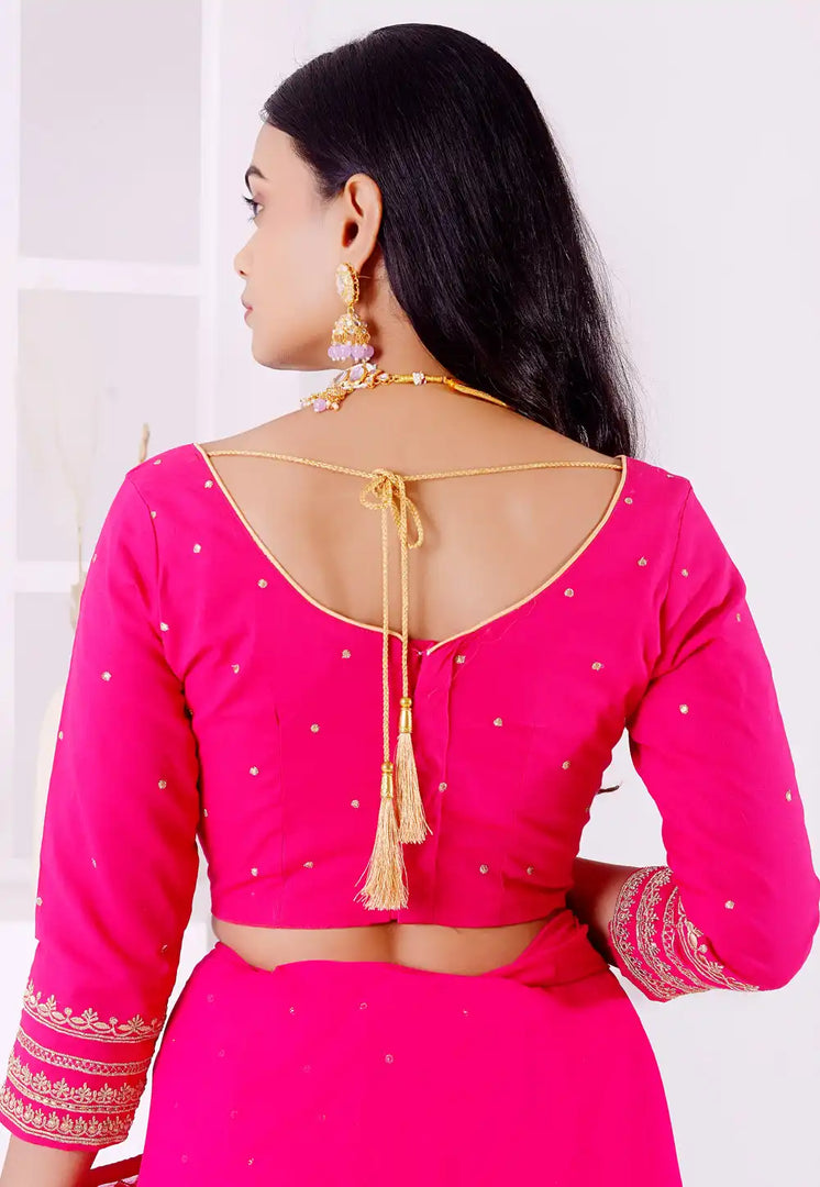 Magenta Cotton Readymade Blouse