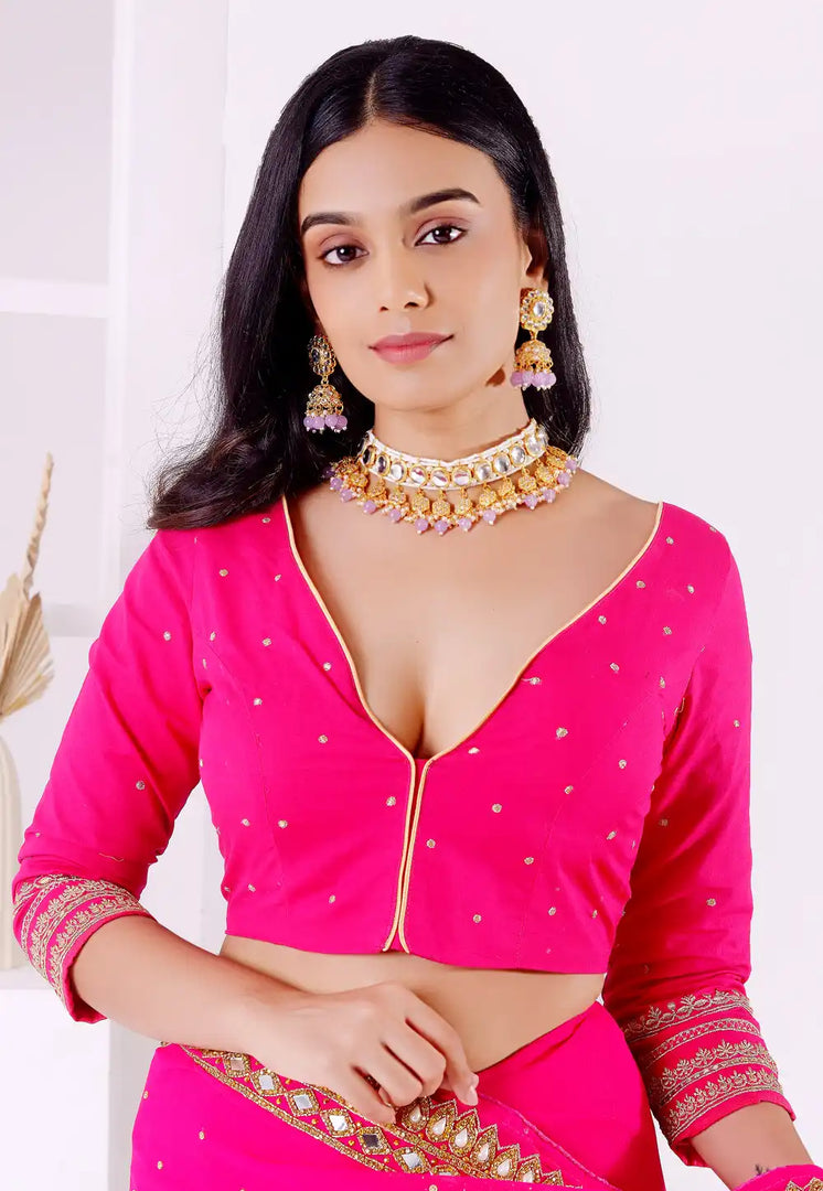 Magenta Cotton Readymade Blouse