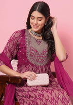 Load image into Gallery viewer, Magenta Cotton Silk Readymade Pant Style Suit

