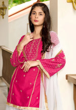 Load image into Gallery viewer, Magenta Cotton Silk Readymade Sharara Suit
