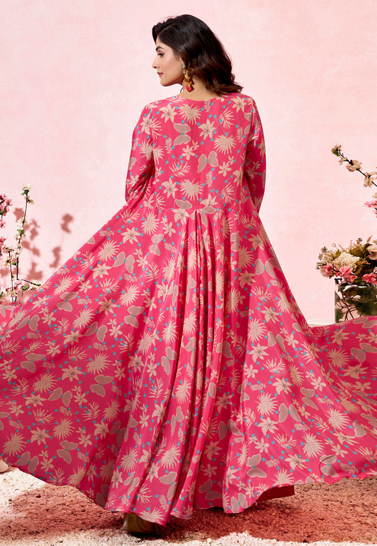 Magenta Crepe Jacket Style Suit