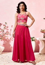 Load image into Gallery viewer, Magenta Crepe Jacket Style Suit

