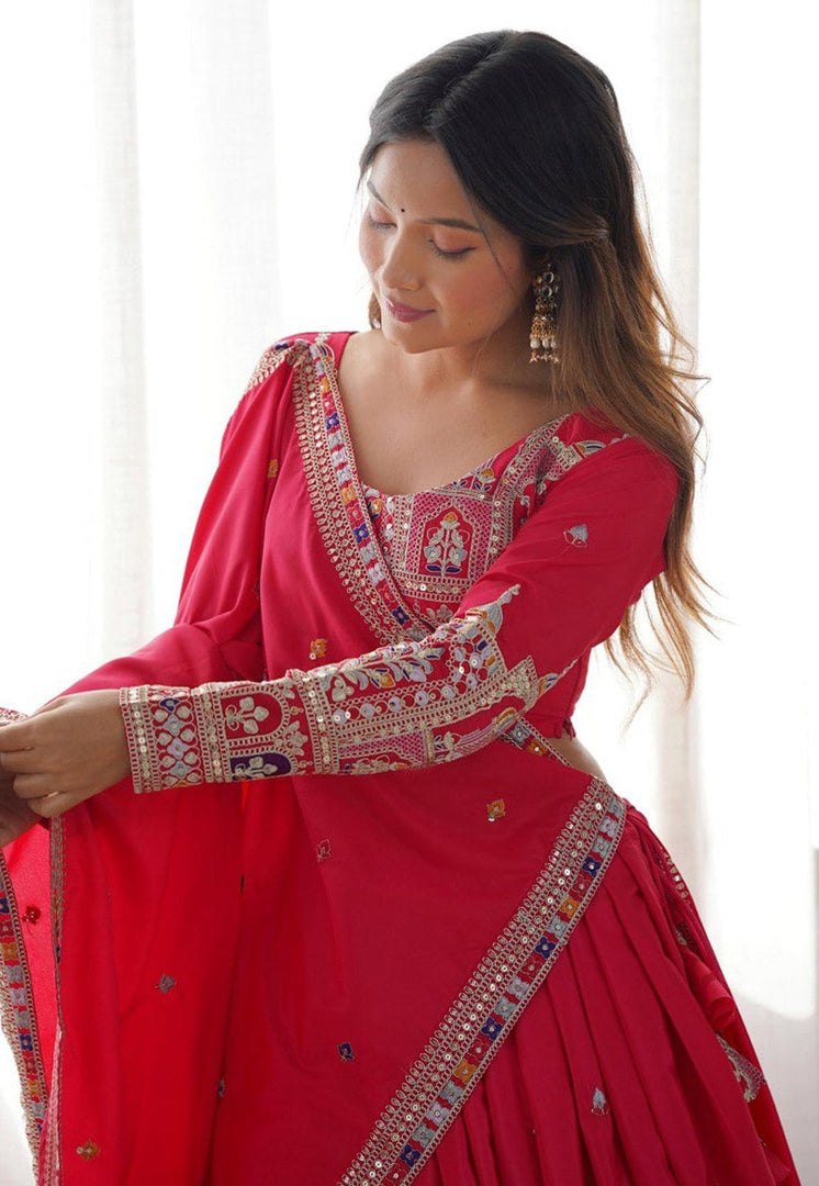 Magenta Crepe Silk Navratri Chaniya Choli