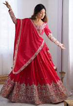 Load image into Gallery viewer, Magenta Crepe Silk Navratri Chaniya Choli
