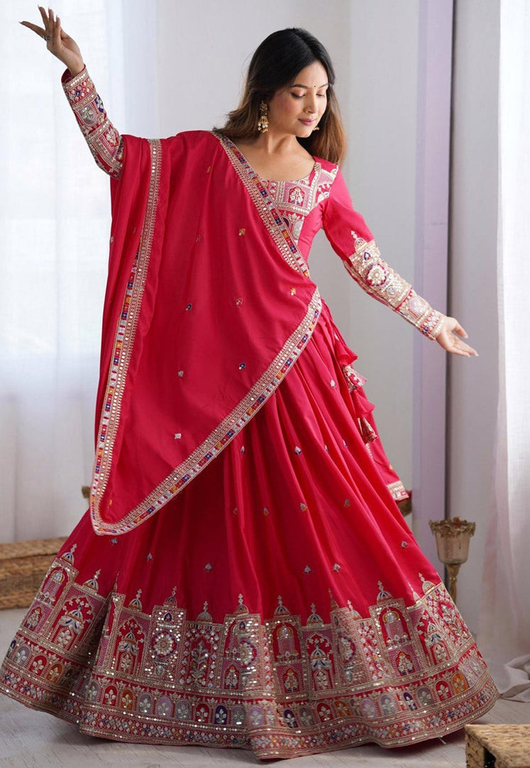 Magenta Crepe Silk Navratri Chaniya Choli