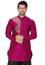 Load image into Gallery viewer, Magenta Dupion Silk Dhoti Kurta
