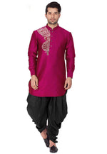 Load image into Gallery viewer, Magenta Dupion Silk Dhoti Kurta
