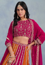 Load image into Gallery viewer, Magenta Faux Georgette A Line Lehenga Choli
