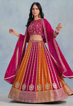 Load image into Gallery viewer, Magenta Faux Georgette A Line Lehenga Choli
