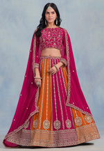 Load image into Gallery viewer, Magenta Faux Georgette A Line Lehenga Choli
