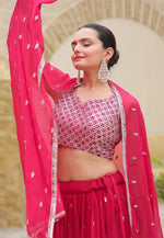 Load image into Gallery viewer, Magenta Faux Georgette Circular Lehenga Choli
