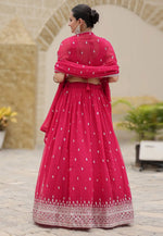 Load image into Gallery viewer, Magenta Faux Georgette Circular Lehenga Choli
