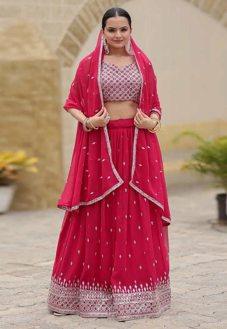 Magenta Faux Georgette Circular Lehenga Choli