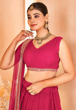 Load image into Gallery viewer, Magenta Faux Georgette Circular Lehenga Choli
