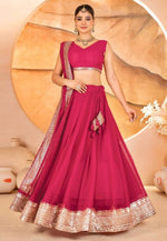 Load image into Gallery viewer, Magenta Faux Georgette Circular Lehenga Choli
