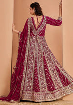 Load image into Gallery viewer, Magenta Faux Georgette Embroidered Anarkali Suit
