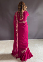 Load image into Gallery viewer, Magenta Faux Georgette Lehenga Saree
