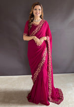 Load image into Gallery viewer, Magenta Faux Georgette Lehenga Saree
