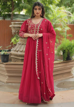 Load image into Gallery viewer, Magenta Faux Georgette Readymade Anarkali Suit
