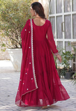 Load image into Gallery viewer, Magenta Faux Georgette Readymade Anarkali Suit

