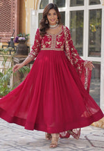 Load image into Gallery viewer, Magenta Faux Georgette Readymade Anarkali Suit
