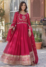 Load image into Gallery viewer, Magenta Faux Georgette Readymade Anarkali Suit

