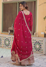 Load image into Gallery viewer, Magenta Faux Georgette Readymade Anarkali Suit
