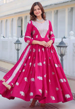 Load image into Gallery viewer, Magenta Faux Georgette Readymade Anarkali Suit
