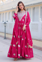 Load image into Gallery viewer, Magenta Faux Georgette Readymade Anarkali Suit
