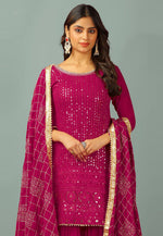 Load image into Gallery viewer, Magenta Faux Georgette Readymade Gharara Suit
