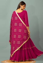 Load image into Gallery viewer, Magenta Faux Georgette Readymade Gharara Suit

