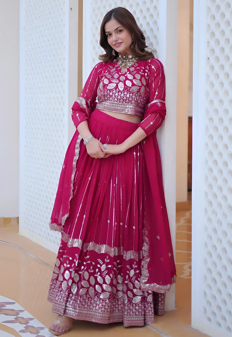 Magenta Faux Georgette Readymade Lehenga Choli