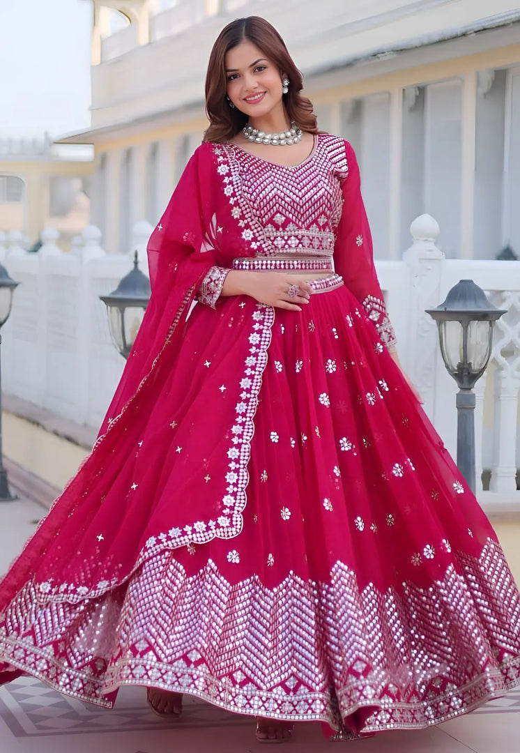 Magenta Faux Georgette Readymade Lehenga Choli
