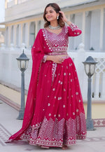 Load image into Gallery viewer, Magenta Faux Georgette Readymade Lehenga Choli
