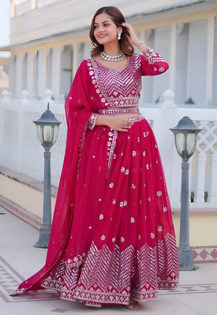 Magenta Faux Georgette Readymade Lehenga Choli
